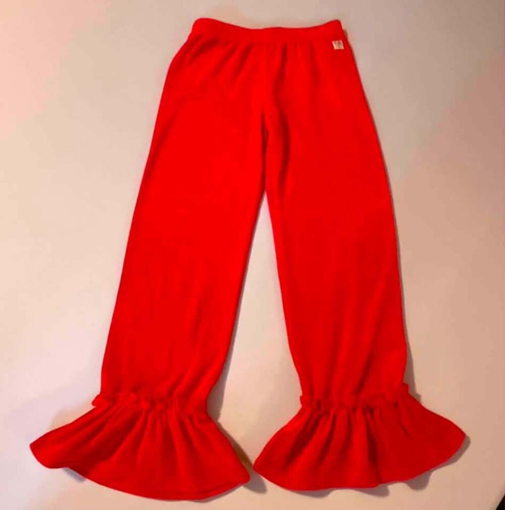 Wildflowers Girls Red Velvet Ruffle Bell Bottom Pants Size 10